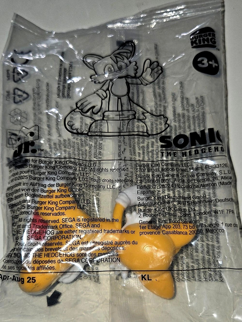Burger King Sonic the Hedgehog Tails King Jr. Meal Toy Orange & Blue